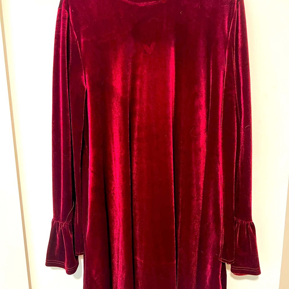 Red Velvet Bell-sleeved Dress